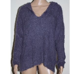 NWT ELAN Grey Hooded Eyelash Knit  Sweater